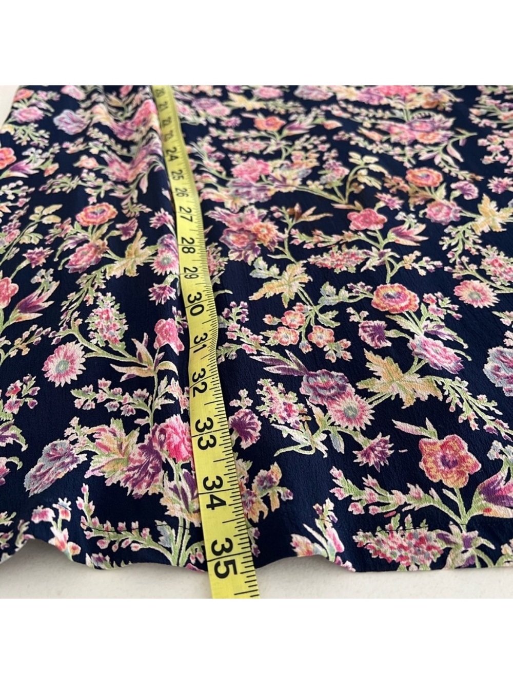 Monsoon Navy Botanical Floral Shift Dress Pockets 3/4 Sleeve Size 8 - Picture 7 of 8
